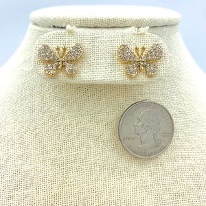 Butterfly Rhinestone Stud Earrings - Medium, Gold